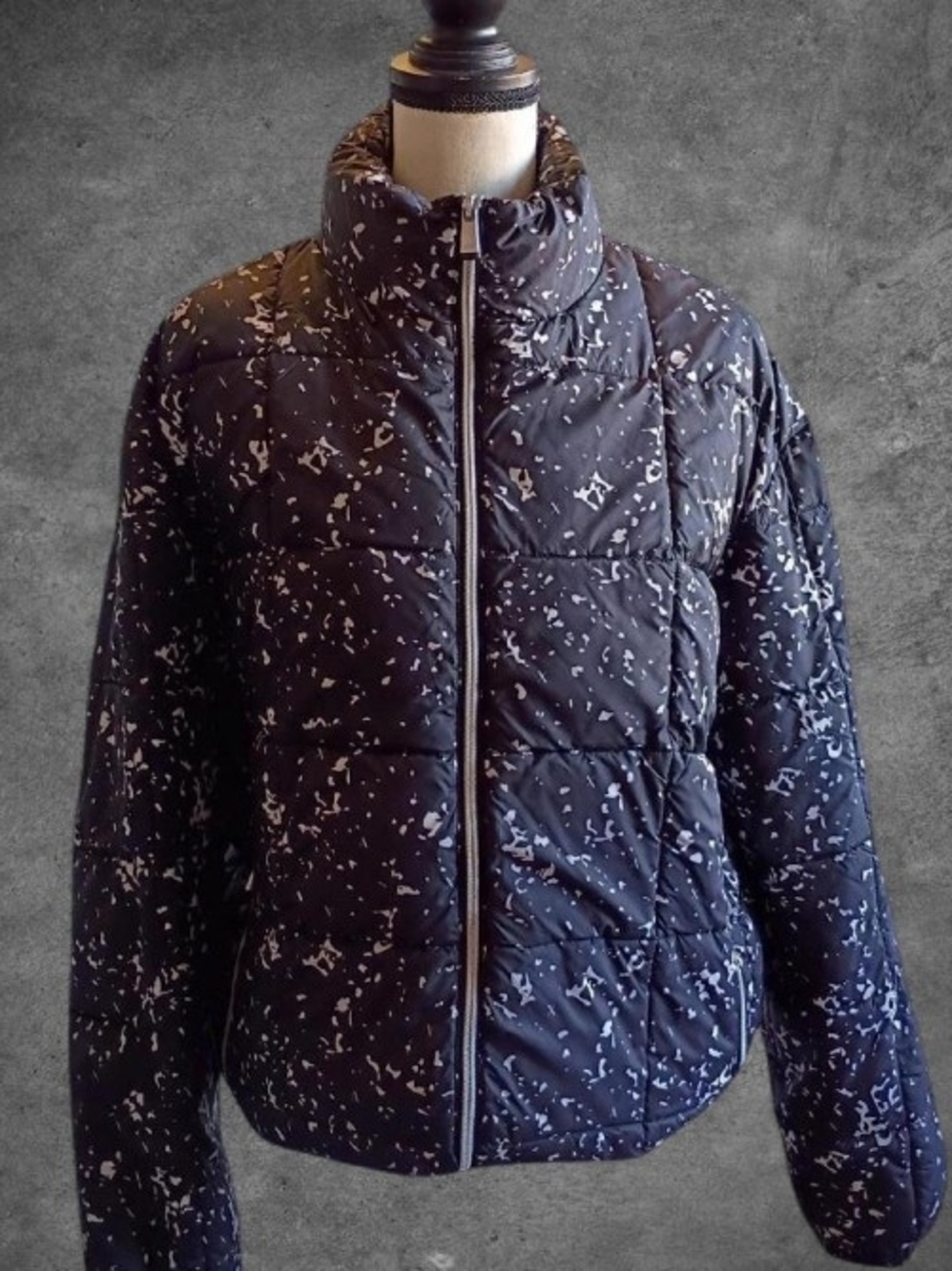 Armani Exchange Black Speckled Quilted Puffer Jacket
